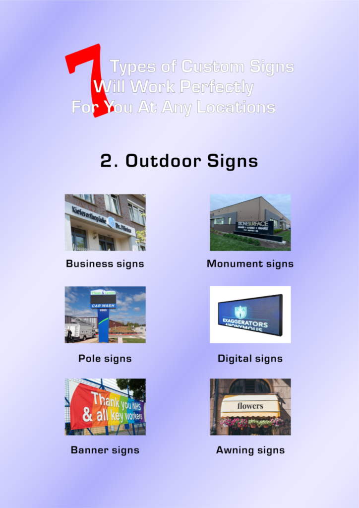 what 7 types of custom signs will work exactly at the right place 2