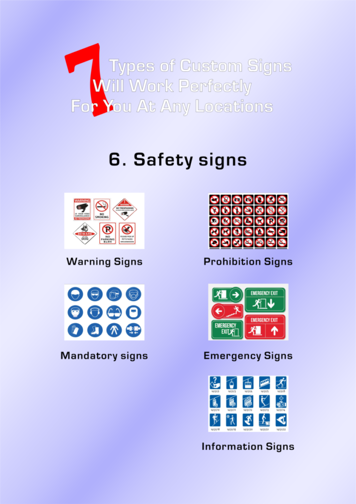 what 7 types of custom signs will work exactly at the right place 6